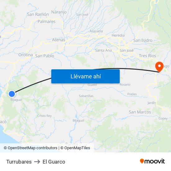 Turrubares to El Guarco map