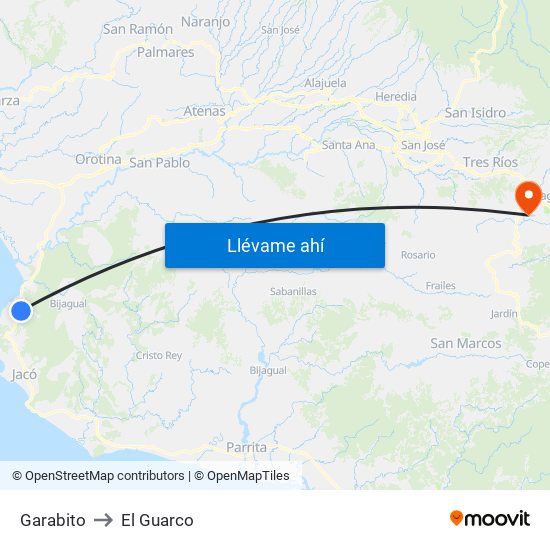 Garabito to El Guarco map