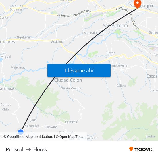 Puriscal to Flores map