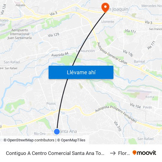 Contiguo A Centro Comercial Santa Ana Town Center to Flores map
