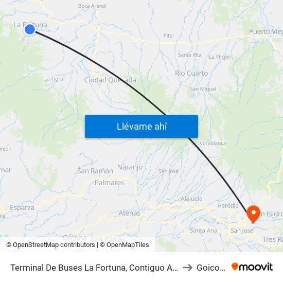 Terminal De Buses La Fortuna, Contiguo A Megasuper La Fortuna to Goicoechea map