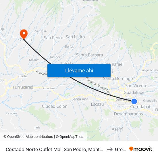 Costado Norte Outlet Mall San Pedro, Montes De Oca to Grecia map