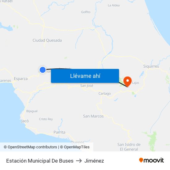 Estación Municipal De Buses to Jiménez map