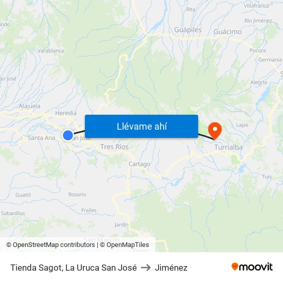 Tienda Sagot, La Uruca San José to Jiménez map
