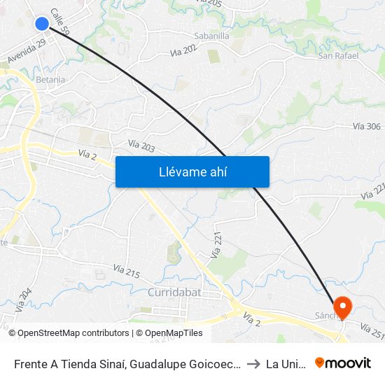 Frente A Tienda Sinaí, Guadalupe Goicoechea to La Unión map