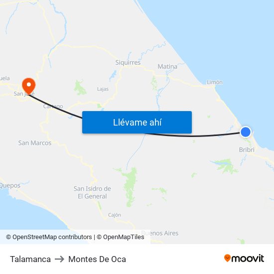 Talamanca to Montes De Oca map