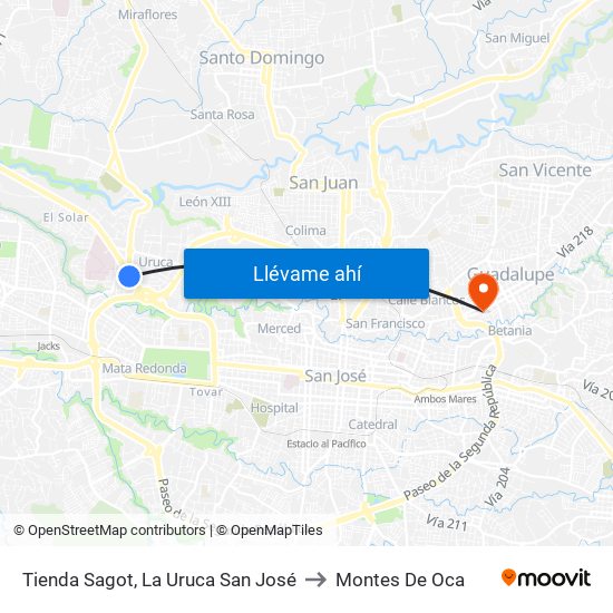 Tienda Sagot, La Uruca San José to Montes De Oca map