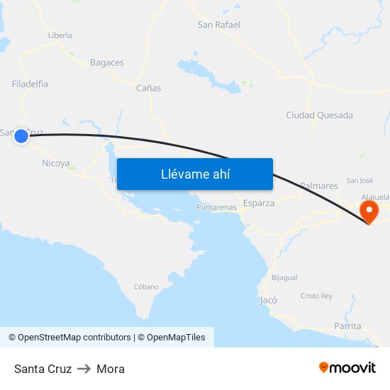 Santa Cruz to Mora map