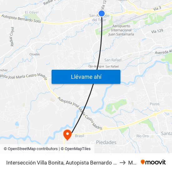 Intersección Villa Bonita, Autopista Bernardo Soto Alajuela to Mora map
