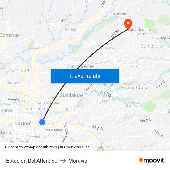 Estación Del Atlántico to Moravia map