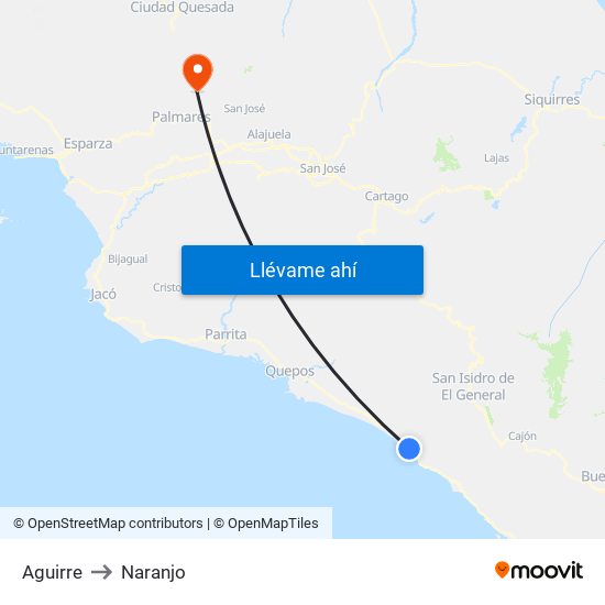 Aguirre to Naranjo map
