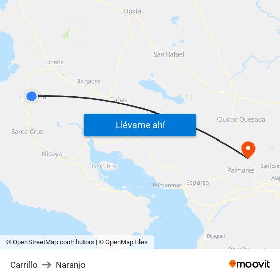 Carrillo to Naranjo map