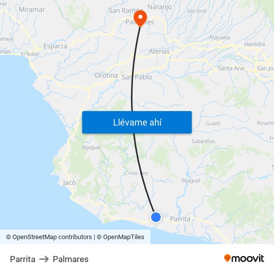 Parrita to Palmares map