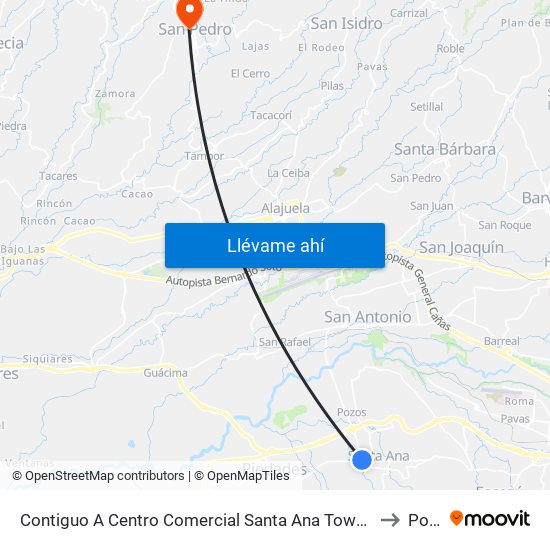 Contiguo A Centro Comercial Santa Ana Town Center to Poás map