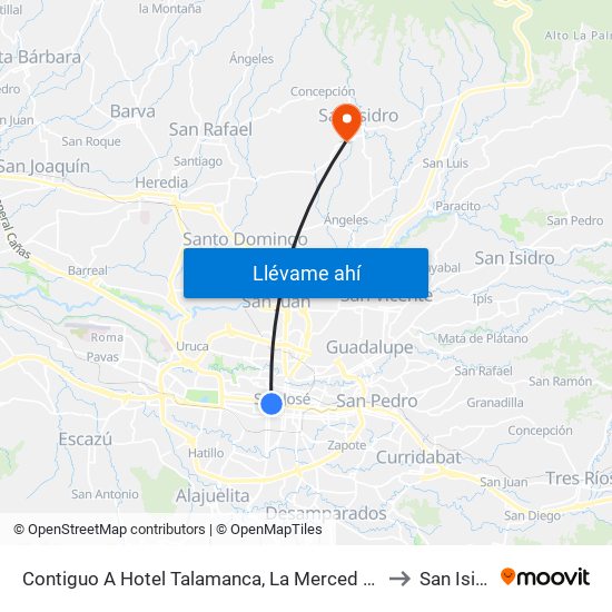 Contiguo A Hotel Talamanca, La Merced San José to San Isidro map