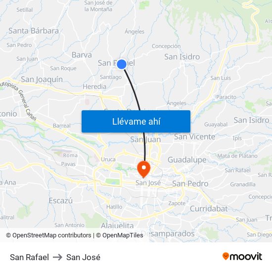 San Rafael to San José map