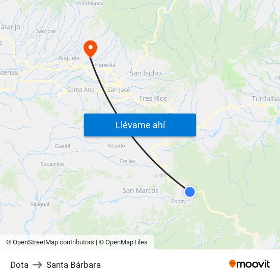 Dota to Santa Bárbara map
