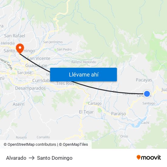 Alvarado to Santo Domingo map