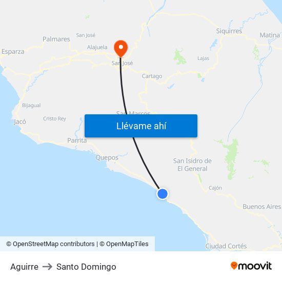 Aguirre to Santo Domingo map