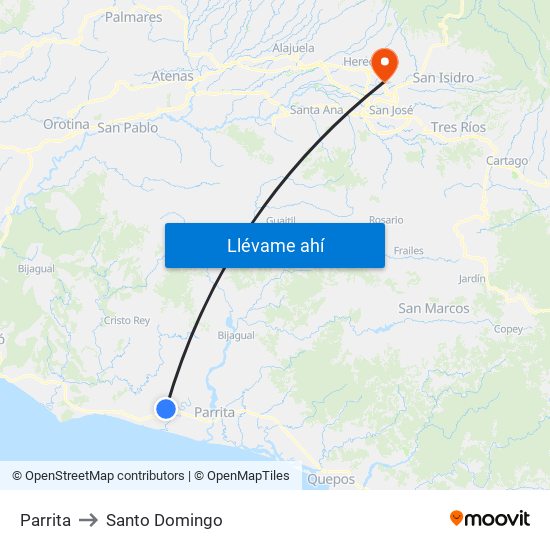 Parrita to Santo Domingo map