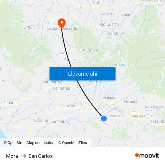 Mora to San Carlos map