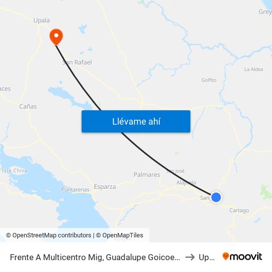 Frente A Multicentro Mig, Guadalupe Goicoechea to Upala map