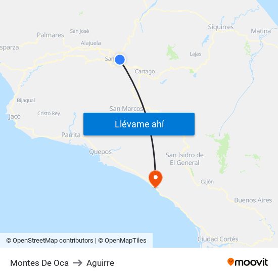 Montes De Oca to Aguirre map