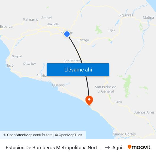 Estación De Bomberos Metropolitana Norte, San José to Aguirre map