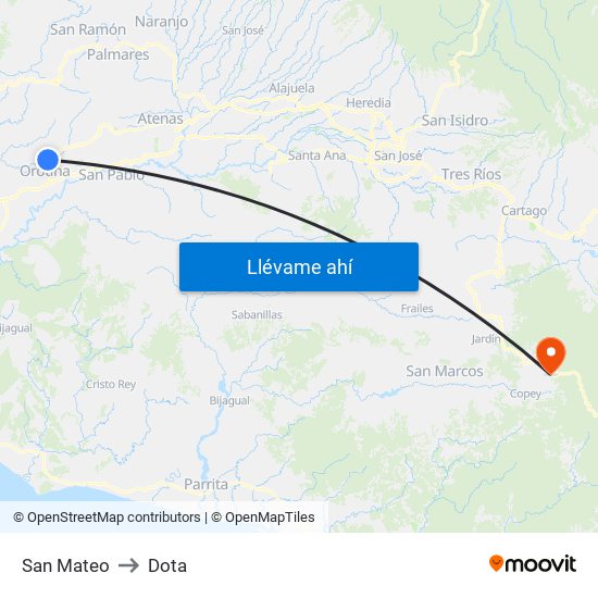 San Mateo to Dota map