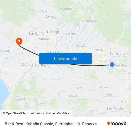 Bar & Rest. Kabaña Classic, Curridabat to Esparza map