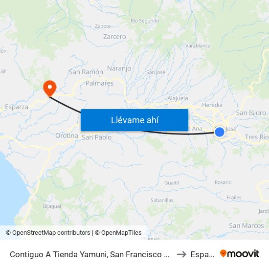 Contiguo A Tienda Yamuni, San Francisco San José to Esparza map
