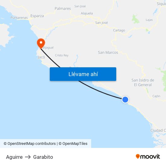 Aguirre to Garabito map