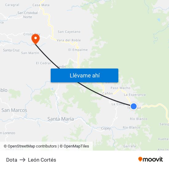 Dota to León Cortés map