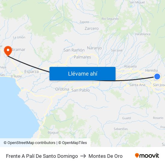 Frente A Palí De Santo Domingo to Montes De Oro map