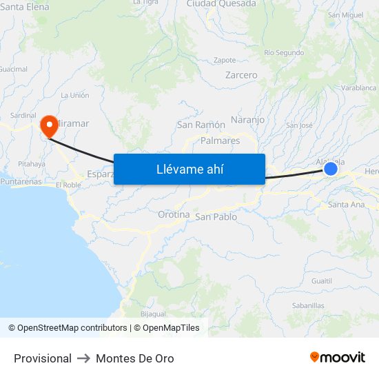 Provisional to Montes De Oro map