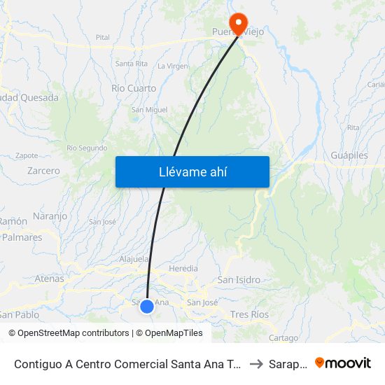 Contiguo A Centro Comercial Santa Ana Town Center to Sarapiquí map