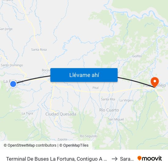 Terminal De Buses La Fortuna, Contiguo A Megasuper La Fortuna to Sarapiquí map