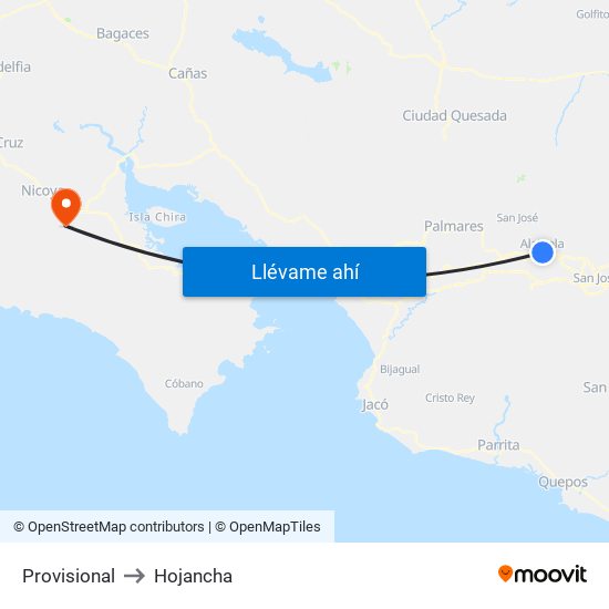 Provisional to Hojancha map