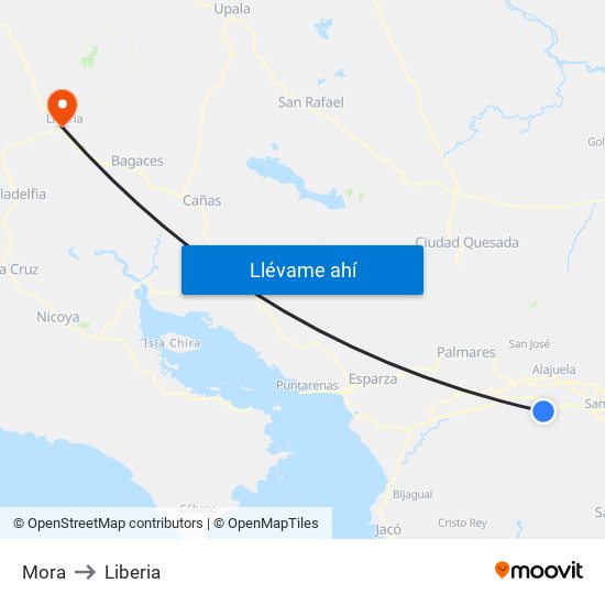 Mora to Liberia map