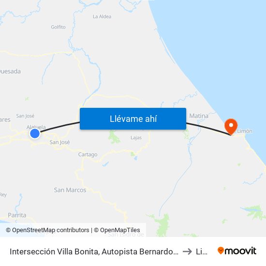 Intersección Villa Bonita, Autopista Bernardo Soto Alajuela to Limón map