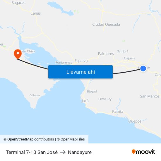 Terminal 7-10 San José to Nandayure map