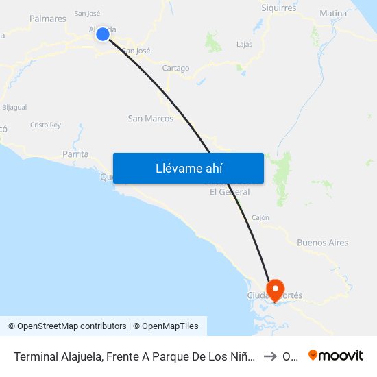 Terminal Alajuela, Frente A Parque De Los Niños to Osa map