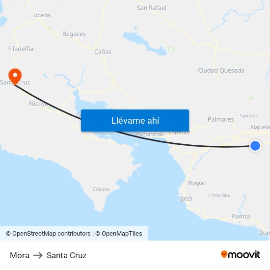 Mora to Santa Cruz map