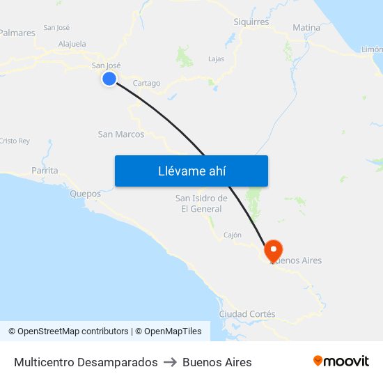 Multicentro Desamparados to Buenos Aires map