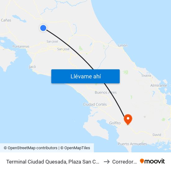Terminal Ciudad Quesada, Plaza San Carlos to Corredores map
