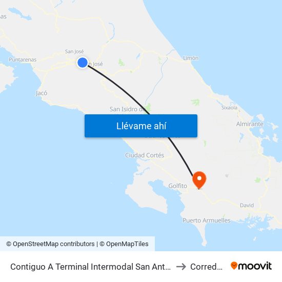 Contiguo A Terminal Intermodal San Antonio, Belén to Corredores map