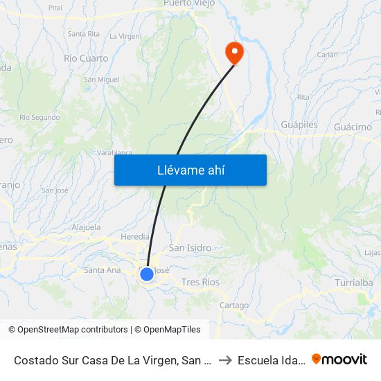Costado Sur Casa De La Virgen, San Bosco San José to Escuela Ida Otoya map