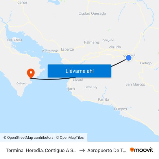 Terminal Heredia, Contiguo A Súper Fácil to Aeropuerto De Tambor map