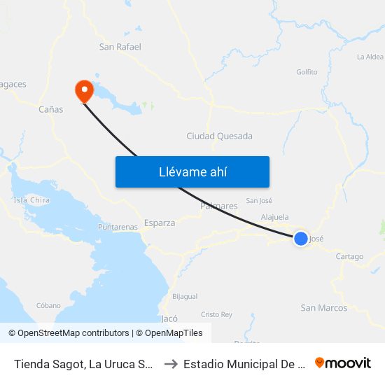 Tienda Sagot, La Uruca San José to Estadio Municipal De Tilarán map