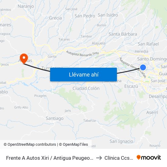 Frente A Autos Xiri / Antigua Peugeot, La Valencia Heredia to Clínica Ccss Atenas map